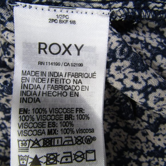 ROXY NEW NWT Small Navy Blue Ivory Floral Halter Neck Midi Dress V Neck - Picture 5 of 10